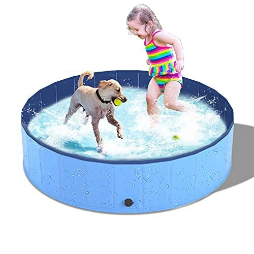 Bañera plegable para mascotas para perros grandes o medianos natación de PVC al aire libre