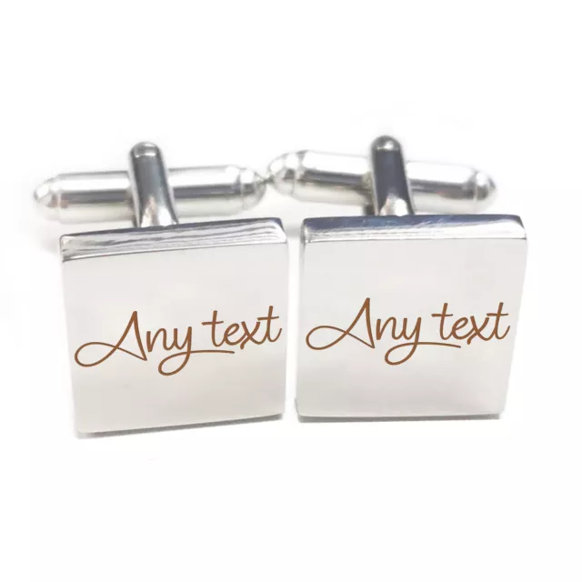 Personalised Cufflinks Engraved Any Text Wedding Anniversary Birthday Mens Gift