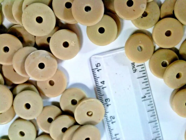 Vtg 100 CERAMIC DISK SEQUIN RONDELL 16mm MACRAME CRAFTS  #100514j LAST LOT !