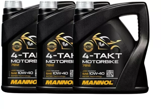 3x4  Liter Mannol 7812 Motorbike 4-Takt 10W40 API SL Motoröl Motorradöl MA/MA2