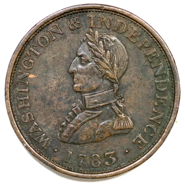 1783 Large Military Bust Washington & Independence Colonial Copper Coin