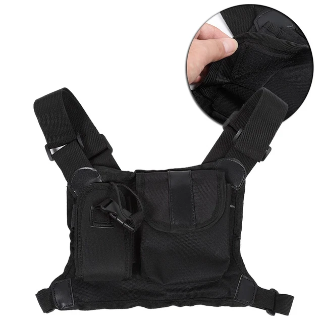 Walkie Talkie Chest Pocket Harness Holster Pack Bag Vest Radio Backpack Hold AOB