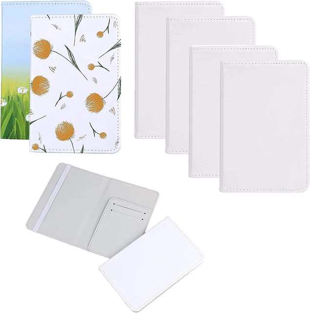 4 Pieces DIY Sublimation Passport Holder Covers, PU Leather Blank Heat Transfer
