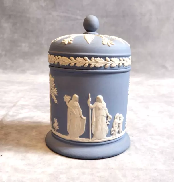 VTG, Wedgwood, Jasperware, Blue & White, Lidded, Cigarette Container, Stash Box