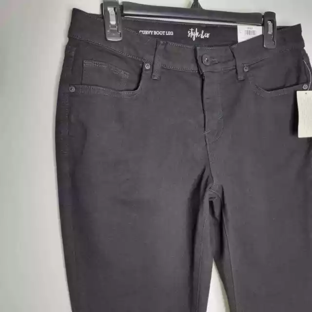 Style & Co Curvy-Fit Bootcut Jeans Black Rinse NWT $40 Size 8 Short 3
