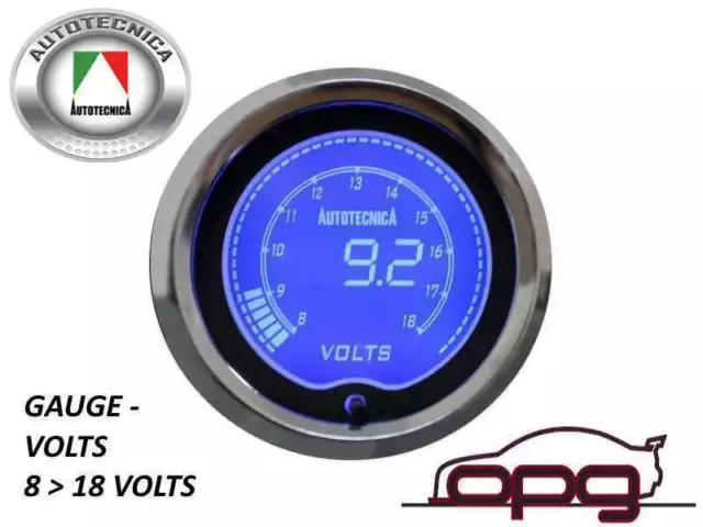 Autotecnica Performance Volts 52mm LCD Gauge 7 Colour Lighting 1 Guage