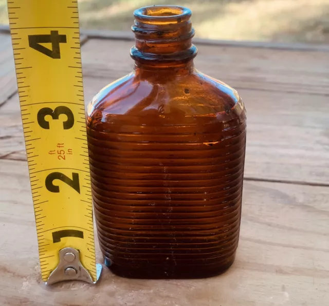 Vintage Small Brown Glass Medicine Bottle (poison Bottle)