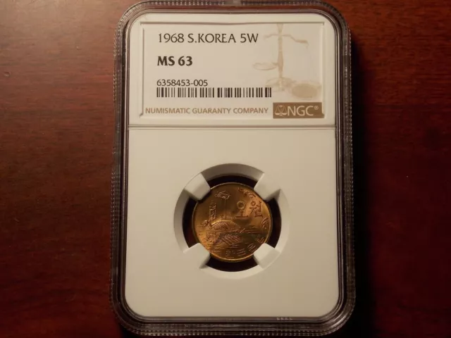 1968 South Korea 5 Won NGC MS-63