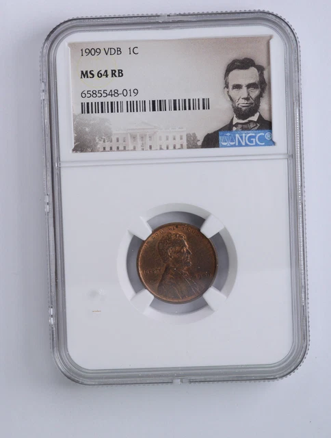 FIRST YEAR ISSUE GEM BU Unc 1909 VDB MS 64 RB Lincoln Wheat Cent NGC *562