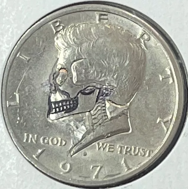 1971 D Hobo Skull Kennedy Half Dollar 15