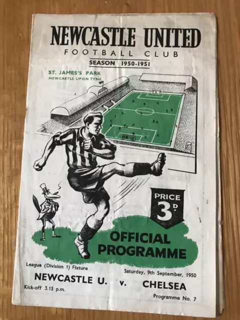 1950 / 1951 NEWCASTLE v CHELSEA FOOTBALL PROGRAMME