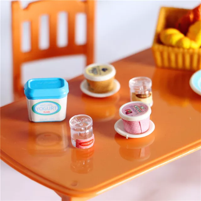 7Pcs Dollhouse Miniature Yogurt ice cream Toys Doll Food Kitchen Accessori P LR1