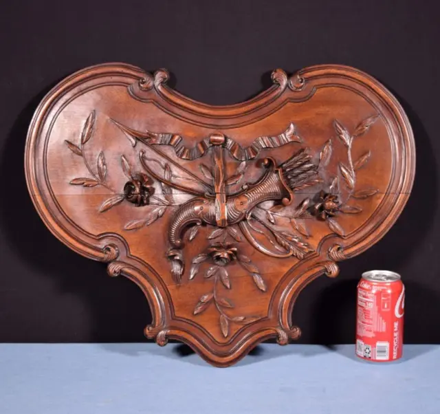 *16" Tall French Antique Highly Carved Louis XV Panel in Walnut Wood Salvage