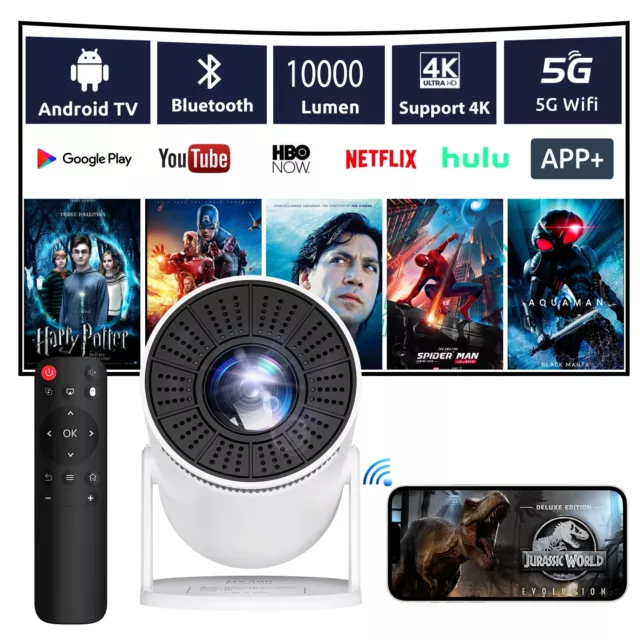 Mini Portable LED Projector For Android TV 5G Wifi Bluetooth Home Theater HDMI