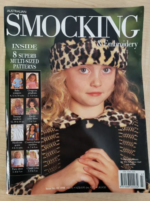 Australian Smocking & Embroidery 1998 Issue 43 Heirloom Sewing Inserts Intact