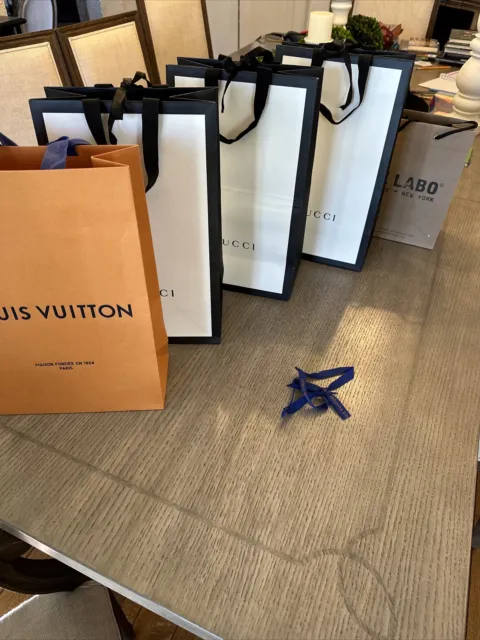 Lot of Seven Designer Paper Shopping bags Bottega Veneta, Dior, Louis  Vuitton