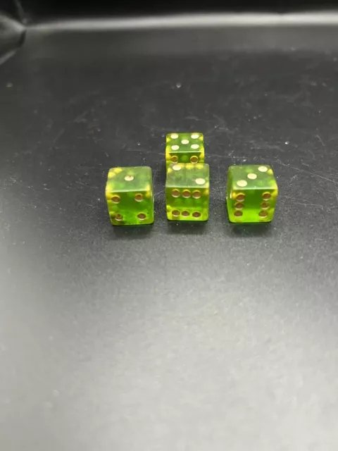 4 Vintage Novelty Trick Dice Green