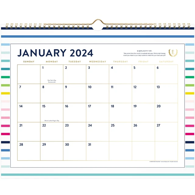 SIMPLIFIED BY EMILY Ley for ATAGLANCE 2024 Monthly Wall Calendar