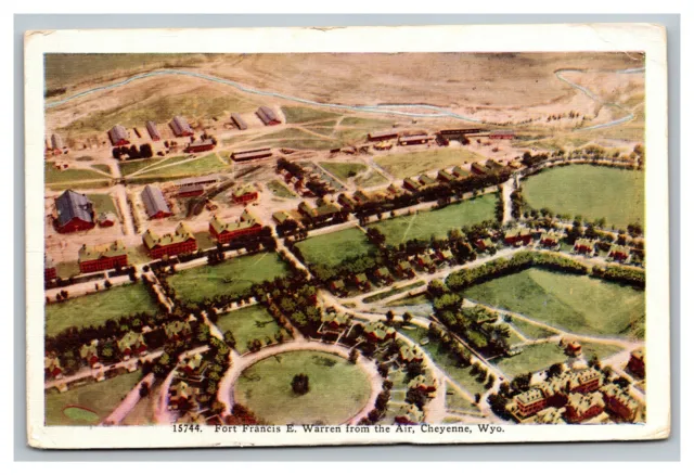 Vintage 1920's Postcard Aerial View of Fort Francis E. Warren Cheyenne Wyoming
