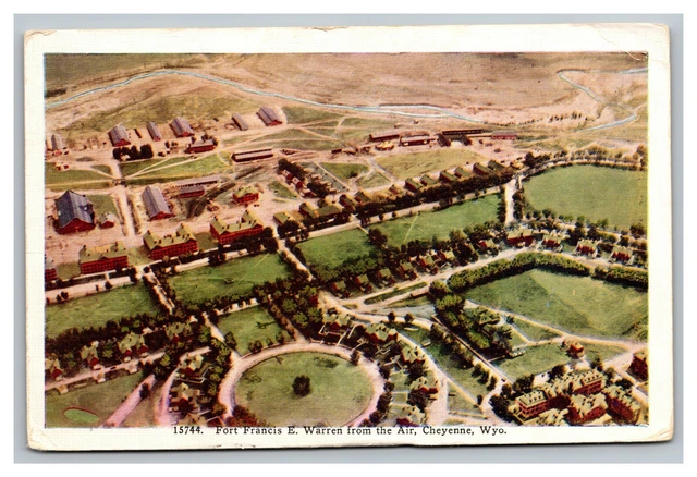 Vintage 1920's Postcard Aerial View of Fort Francis E. Warren Cheyenne Wyoming