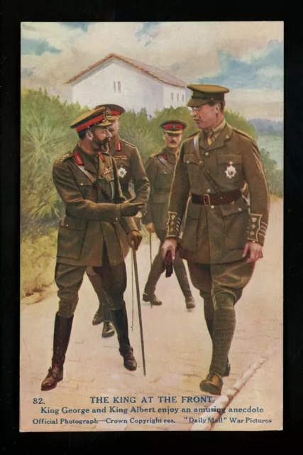 Military postcard World War 1 WWI King George King Albert British Belgium