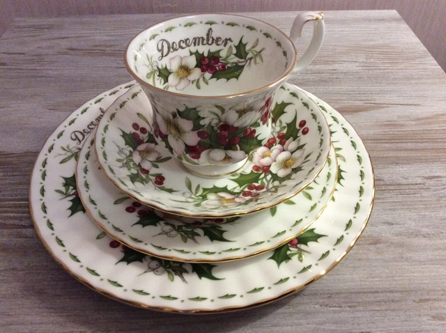 Royal Albert Flower Of The Month December Cup, Saucer & Two Plates