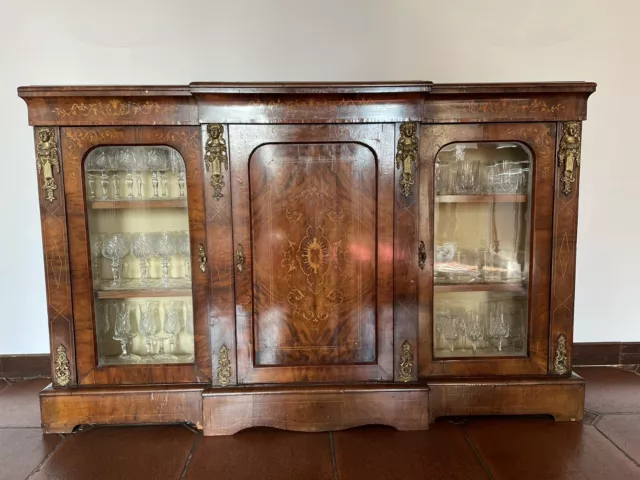 Servante credenza antica inglese epoca vittoriana metà 800 radica di noce