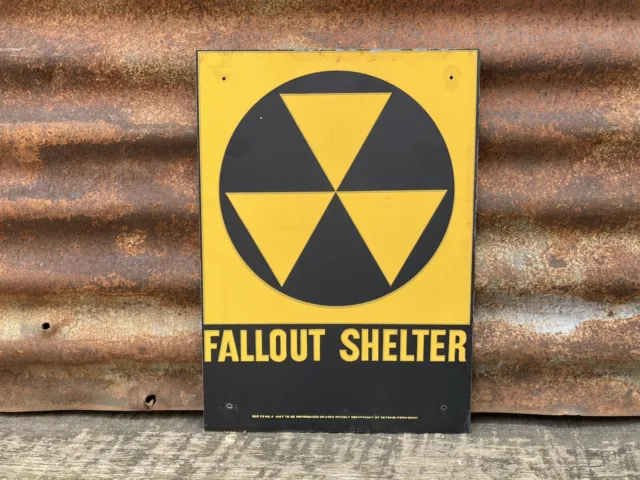 Vintage Civil Defense Fallout Shelter Sign Cold War Department of Defense DOD