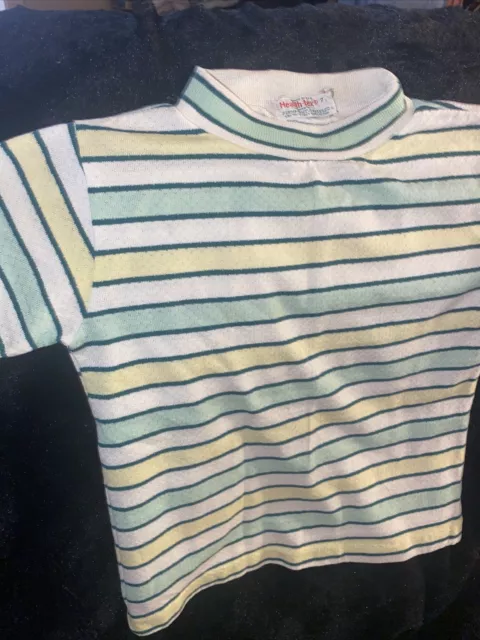 Vintage Health Tex Striped Shirt 7 Green, Yellow