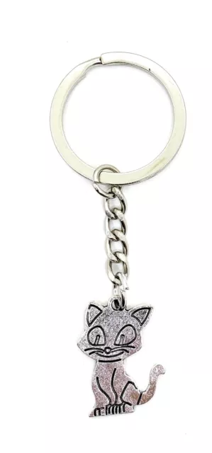 Llavero Sonriente Gato Mascota Cat Plata Metal Colgante Encanto