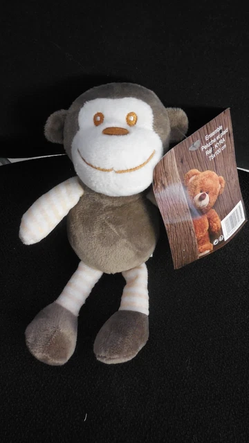 478/ doudou peluche singe marron rayé beige blanc Kyra FILANTEX - NEUF -