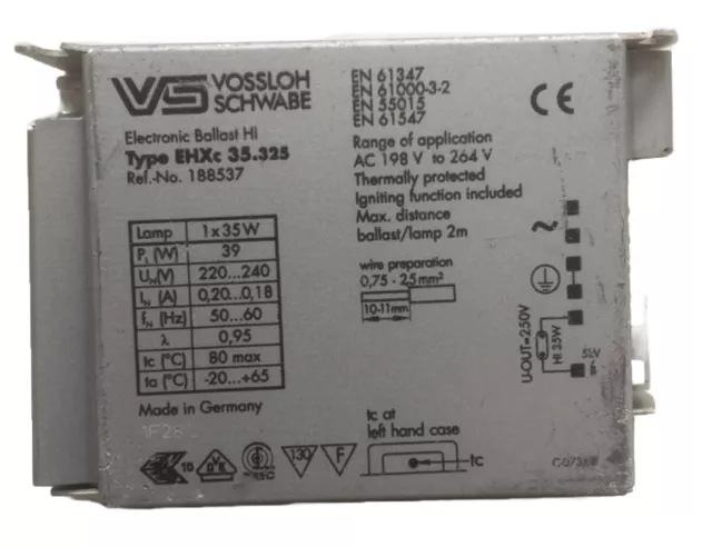 Vossloh Konventionelles Vorschaltgerät VVG KVG 1x 25 Watt 25W : :  Baumarkt