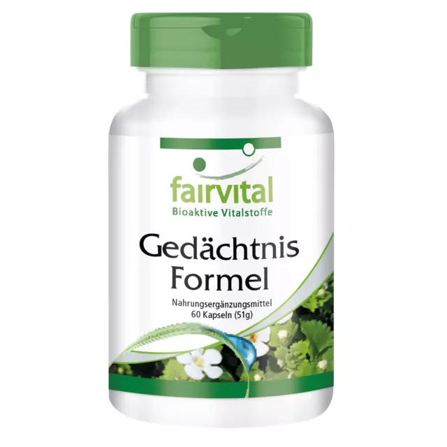 Gedächtnis Formel - 60 Kapseln Ginkgo Biloba Bacopa Monnieri | VEGAN | fairvital