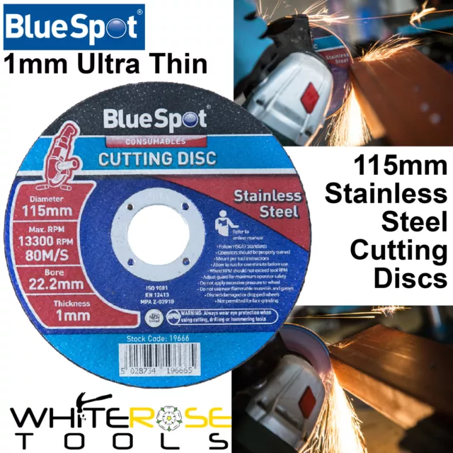 BlueSpot Stainless Steel Metal Cutting Slitting Disc 115mm x 1mm Ultra Thin