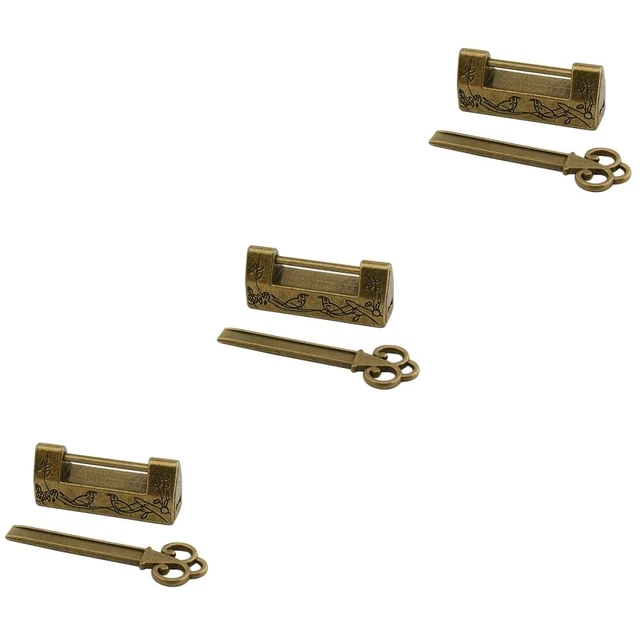 3 Sets Antique Gift Lock Small Box Packing Buckle Vintage Jewelry Box Small Lock
