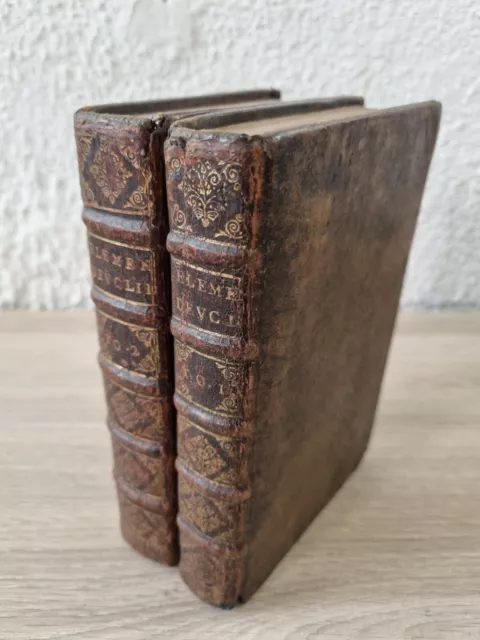 2 vol LES QUINZE LIVRES DES ELEMENTS GEOMETRIQUES D'EUCLIDE - Henrion Houry 1677