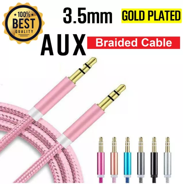 Male to Male aux Audio Cable with 3.55mm Gold Plated Connector for Speaker Phone