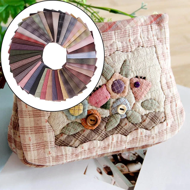50 Pieces Cotton Plaid Fabric Square Sheets for Handcraft Scrapbooking DIY