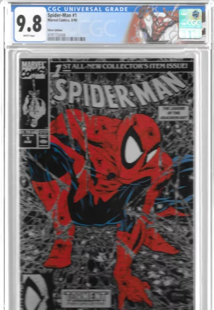 Spiderman 1 Silver Variant CGC 9.8 1990 Todd McFarlane Marvel Custom Label 1st