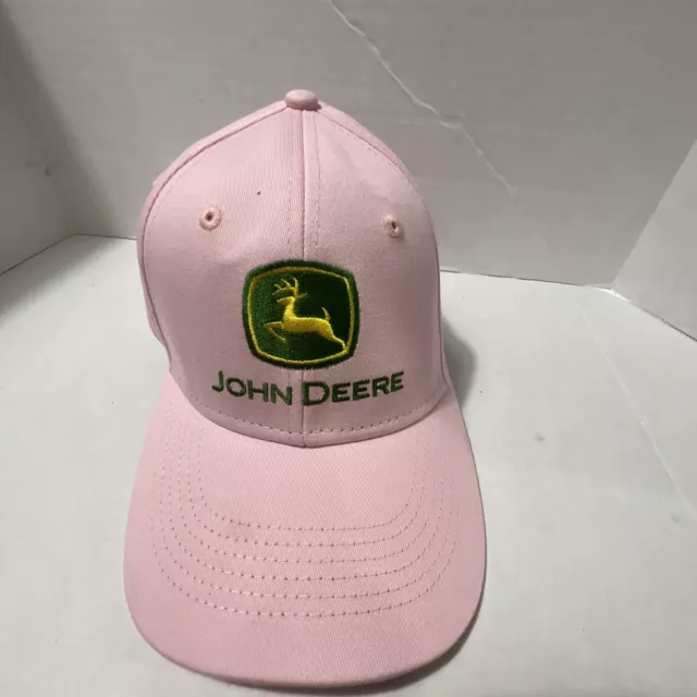 John Deere Hat Pink Stitched Adjustable Baseball Cap NWOT Excellent