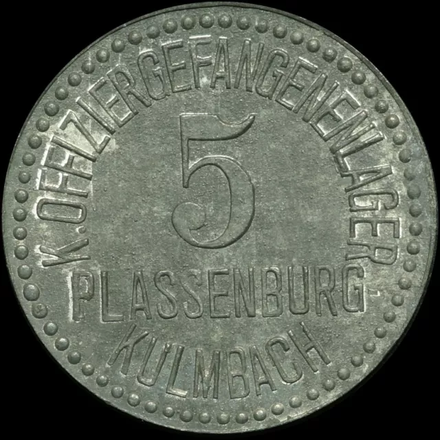 POW CAMP - WWI: 5 Pfennig. KGL - OFFIZIERGEFANGENENLAGER PLASSENBURG KULMBACH.