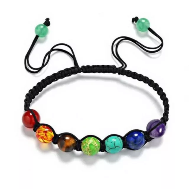 7 Chakra Healing Balance Beaded Lava Yoga Reiki Prayer Stones Bangle Bracelet