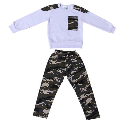 Kinder Junge Camouflage Kleidung Langarm T Shirt Jogginghose Freizeit Outwears