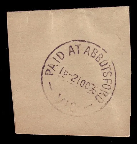 VICTORIA • PAID AT ABBOTSFORD /  VIC  1936 LDL cds in black