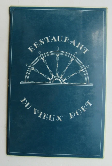 Menu  For The Du Vieux Port Restaurant, Montreal  Canada