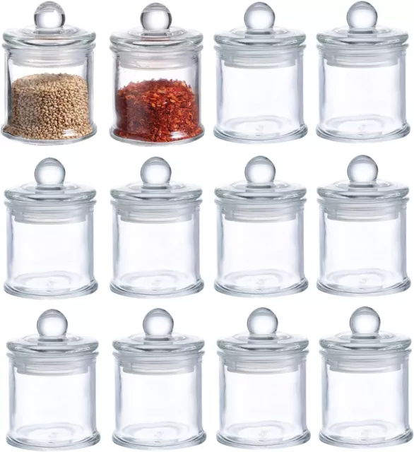 48 x MINI GLASS APOTHECARY JARS 100mL | Spices Candles Lolly Wedding Favours Min