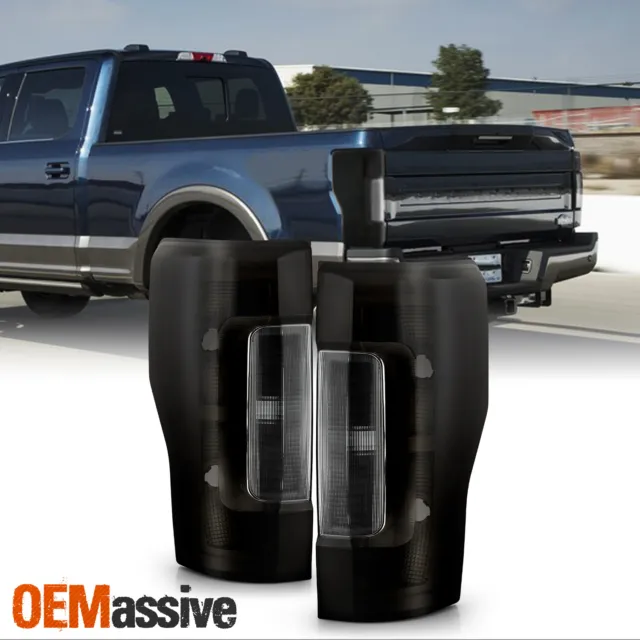 For 17-19 F-250/F350 Super Duty [w/o Blind Spot] Smoked Tail Lights Pair w/o LED