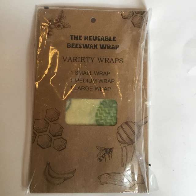 Paquete de envoltura de cera de abeja, comida sándwich reutilizable ecológica pequeño med grande