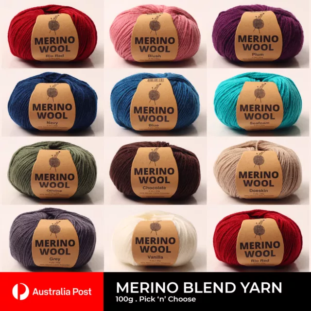 Knitting Yarn Merino Wool Blend Crochet Malli 4Ply 50g Balls Craft Super Soft