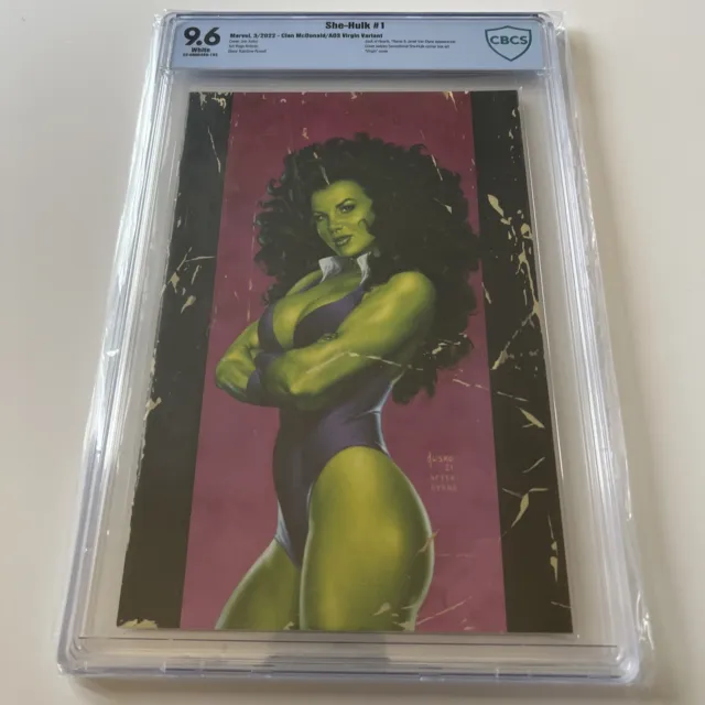 She-Hulk 1 CBCS 9.6 2022, Virgin Edition, White Pages HTF